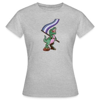 LGBTQ-Flagge - Dinosaurier-Butch-Lesbe - Frauen T-Shirt - Grau meliert - Vorne - AI Model Female 172 dark (172cm)