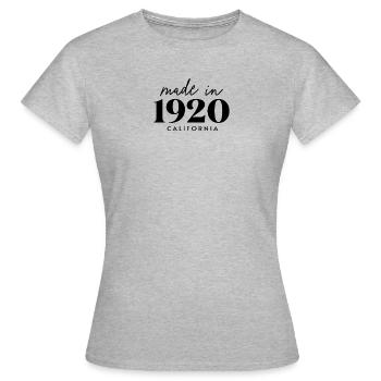 Made 1920 in Geburtstag in California - Frauen T-Shirt - Grau meliert - Vorne - AI Model Female 172 dark (172cm)