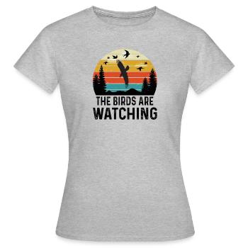 Observation des oiseaux Ornithologue Observation des oiseaux Observation des oiseaux - T-shirt Femme - gris chiné - Devant - AI Model Female 172 dark (172cm)