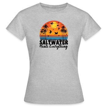 Salzwasser Strandleben Meer Salz Salziges Wasser - Frauen T-Shirt - Grau meliert - Vorne - AI Model Female 172 dark (172cm)