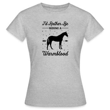 Reiten Eines Warmblütigen Pferdes - Frauen T-Shirt - Grau meliert - Vorne - AI Model Female 172 dark (172cm)