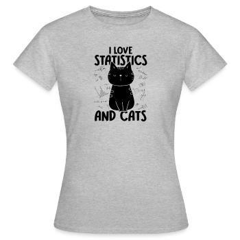 J’aime les chats - Statistiques - T-shirt Femme - gris chiné - Devant - AI Model Female 172 dark (172cm)