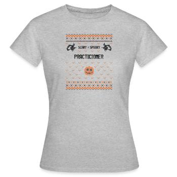 Gruseliger und gruseliger Praktiker - Frauen T-Shirt - Grau meliert - Vorne - AI Model Female 172 dark (172cm)