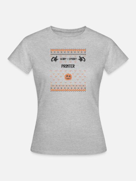 Gruseliger und gruseliger Drucker - Frauen T-Shirt - Grau meliert