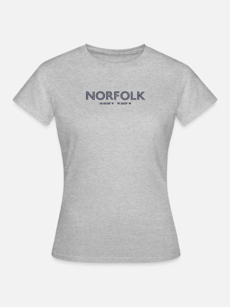 USA Stadt Koordinaten - Norfolk - Frauen T-Shirt - Grau meliert