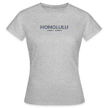 USA Stadt Koordinaten - Honolulu - Frauen T-Shirt - Grau meliert - Vorne - AI Model Female 172 dark (172cm)