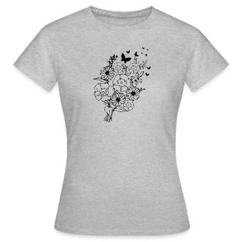 Fleurs roses Roses fleurs tropicales - T-shirt Femme - gris chiné - Devant - AI Model Female 172 dark (172cm)