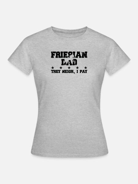 Pferdedad - Friesisch - Frauen T-Shirt - Grau meliert