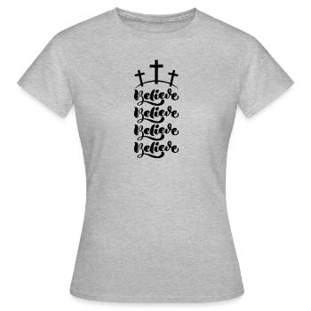 Christianisme Jésus Religion Foi Croix Prière - T-shirt Femme - gris chiné - Devant - AI Model Female 172 dark (172cm)