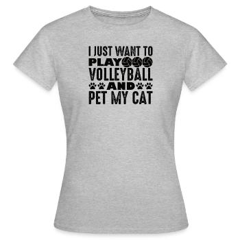 Volleyball Aufschlag Volleyballspieler Katze Mieze - Frauen T-Shirt - Grau meliert - Vorne - AI Model Female 172 dark (172cm)
