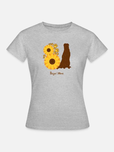 Sonnenblumenmutter - Barsoi - Frauen T-Shirt - Grau meliert