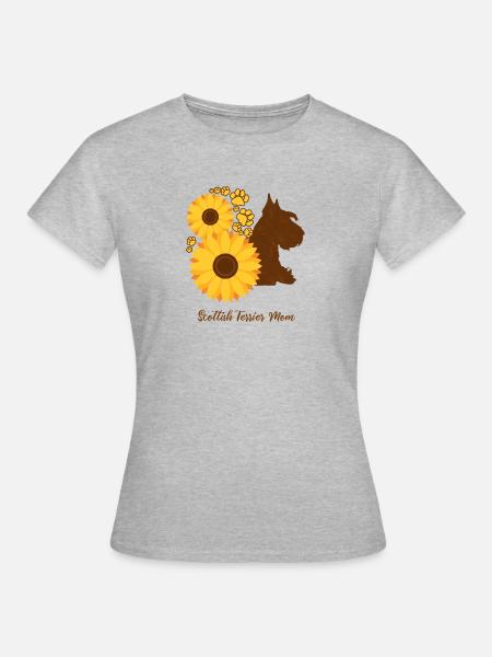 Sonnenblumenmutter - Schottischer Terrier - Frauen T-Shirt - Grau meliert