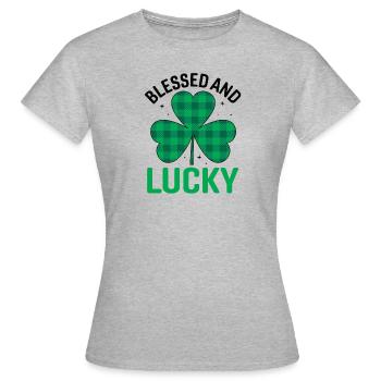 Frohen Saint Patricks Day Regenbogen Gold Kobold - Frauen T-Shirt - Grau meliert - Vorne - AI Model Female 172 dark (172cm)