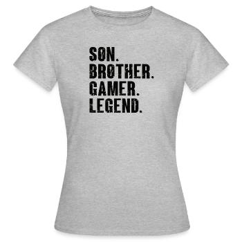 Son frère Gamer Légende Jeu Jeu vidéo Gamer - T-shirt Femme - gris chiné - Devant - AI Model Female 172 dark (172cm)