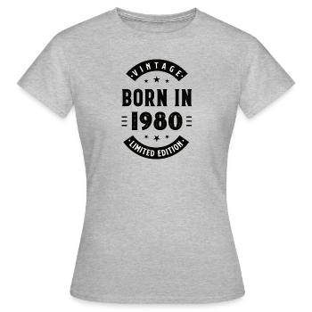 1980 - Année de construction 1980 - Né en 1980 - T-shirt Femme - gris chiné - Devant - AI Model Female 172 dark (172cm)