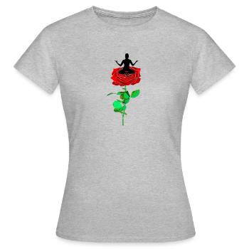Danseuse de yoga sur rose rouge, Namaste - T-shirt Femme - gris chiné - Devant - AI Model Female 172 dark (172cm)