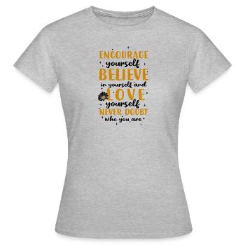 Ermutigen Sie Glauben, Dass Liebe Niemals Zweifelt - Frauen T-Shirt - Grau meliert - Vorne - AI Model Female 172 dark (172cm)