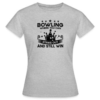 Kann Ausschlagen Und Trotzdem Gewinnen - Bowling - Frauen T-Shirt - Grau meliert - Vorne - AI Model Female 172 dark (172cm)
