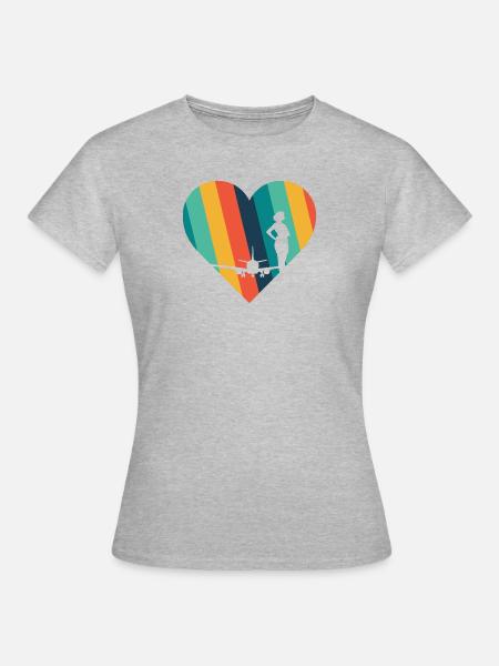 Stewardess Flugbegleiter - Frauen T-Shirt - Grau meliert