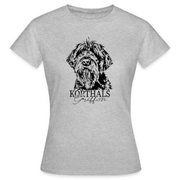 KORTHALS GRIFFON Portrait Jagdhunde Hunde Wilsigns - Frauen T-Shirt - Grau meliert - Vorne - AI Model Female 172 dark (172cm)