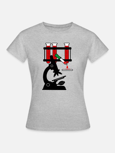 Blutspende microschoop - Frauen T-Shirt - Grau meliert