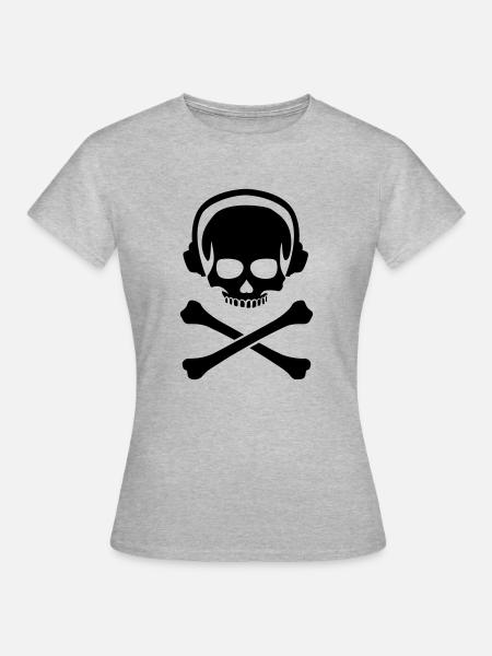 DJ Skull - Frauen T-Shirt - Grau meliert