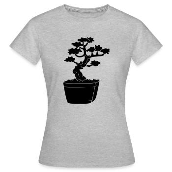 schwarzes bonsai baeumchen gaertner kleiner baum m - Frauen T-Shirt - Grau meliert - Vorne - AI Model Female 172 dark (172cm)