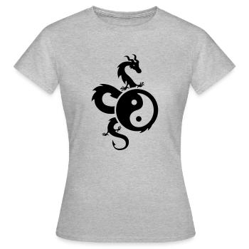 yin yang - T-shirt Femme - gris chiné - Devant - AI Model Female 172 dark (172cm)