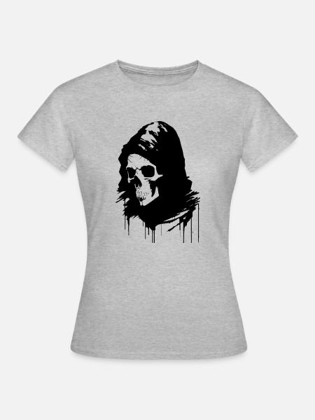 Schädel im Schleier - Frauen T-Shirt - Grau meliert