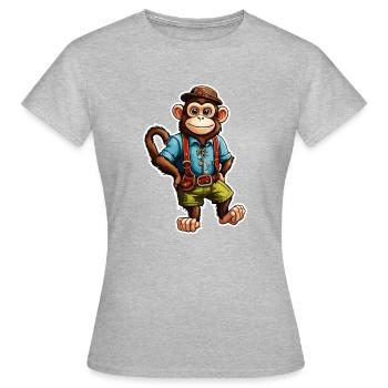 Lederhosen / Animal / Traditional costume / Tradition / Monkey - Women's T-Shirt - heather grey - Front - AI Model Female 172 dark (172cm)