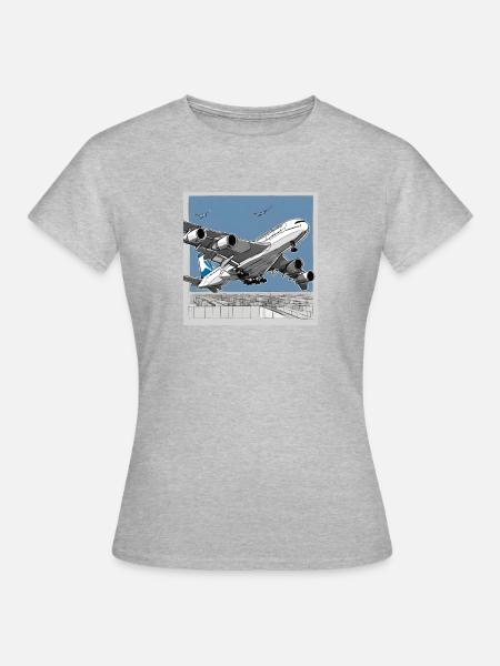 A380 Plane - Frauen T-Shirt - Grau meliert