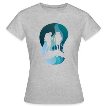 Wandern Gipfel Trekker - Frauen T-Shirt - Grau meliert - Vorne - AI Model Female 172 dark (172cm)