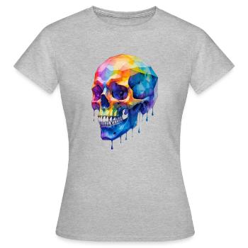 Totenkopf bunt - Frauen T-Shirt - Grau meliert - Vorne - AI Model Female 172 dark (172cm)