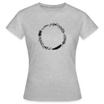 Kreis Federn zum selbst gestalten - Frauen T-Shirt - Grau meliert - Vorne - AI Model Female 172 dark (172cm)
