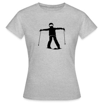 Hiver - Skieurs débutants - T-shirt Femme - gris chiné - Devant - AI Model Female 172 dark (172cm)