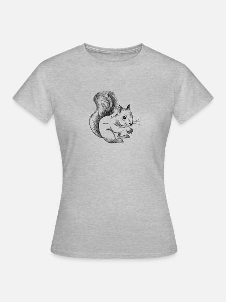 Eichhörnchenskizze - Frauen T-Shirt - Grau meliert