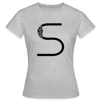 Buchstabe S - Frauen T-Shirt - Grau meliert - Vorne - AI Model Female 172 dark (172cm)