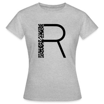 Buchstabe R - Frauen T-Shirt - Grau meliert - Vorne - AI Model Female 172 dark (172cm)