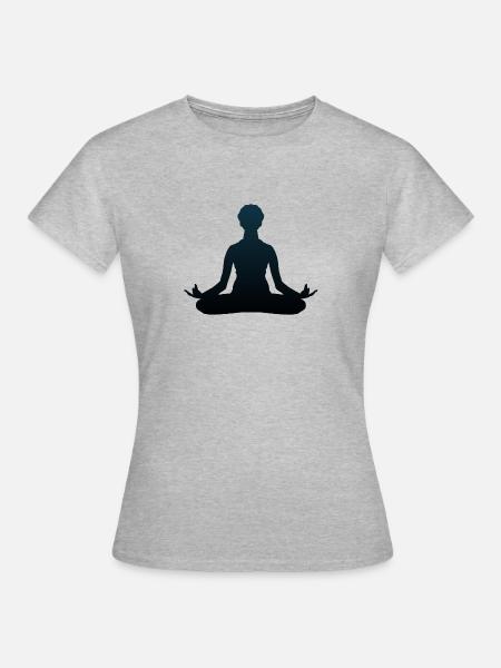 Yoga Haltung 1509 o - Frauen T-Shirt - Grau meliert