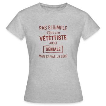 vététtiste GÉNIALE rouge brunâtre foncé - T-shirt Femme - gris chiné - Devant - AI Model Female 172 dark (172cm)