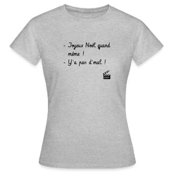 Joyeux Noël quand même ! Père Noël est une ordure - T-shirt Femme - gris chiné - Devant - AI Model Female 172 dark (172cm)