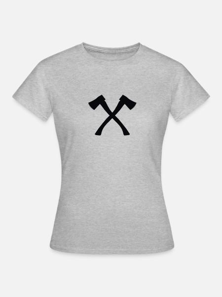 Axt gekreuzt - Frauen T-Shirt - Grau meliert