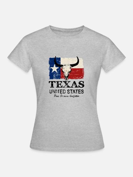 Texas Bull Flag - Vintage Look - Frauen T-Shirt - Grau meliert