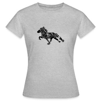 Isländische Blume - Islandpferd - Tölt - Frauen T-Shirt - Grau meliert - Vorne - AI Model Female 172 dark (172cm)