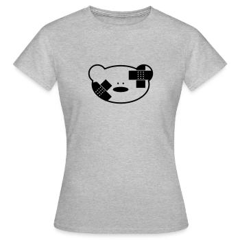 Lustiger Teddybär mit Pflaster - Frauen T-Shirt - Grau meliert - Vorne - AI Model Female 172 dark (172cm)