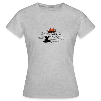 Wikinger-Beerdigung - Frauen T-Shirt - Grau meliert - Vorne - AI Model Female 172 dark (172cm)