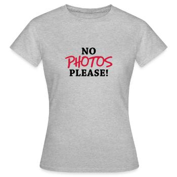 No photos please - Women's T-Shirt - heather grey - Front - AI Model Female 172 dark (172cm)