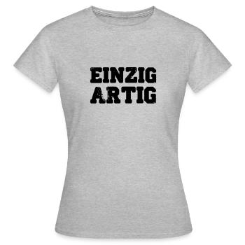 einzigartig - Frauen T-Shirt - Grau meliert - Vorne - AI Model Female 172 dark (172cm)