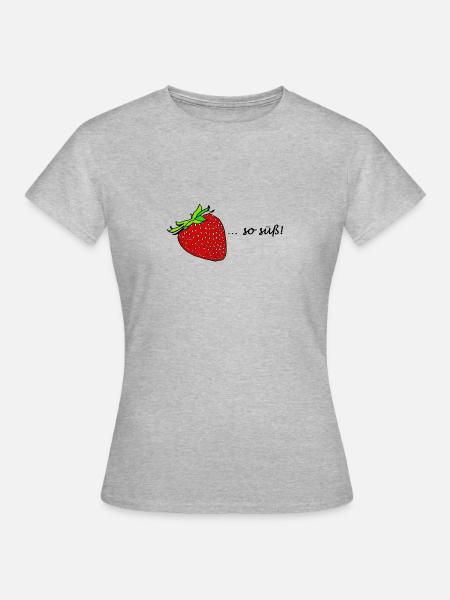 Erdbeere ...soo süß! - Frauen T-Shirt - Grau meliert