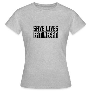 Sauver des vies manger végétalien - T-shirt Femme - gris chiné - Devant - AI Model Female 172 dark (172cm)